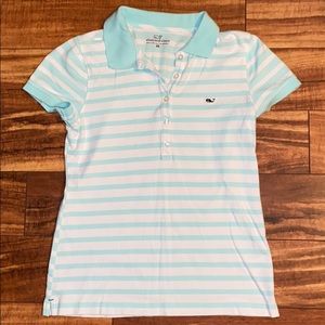 Vineyard Vines size XS aqua white polo shirt top